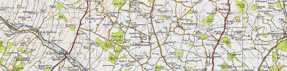 Old map of Leckhampstead in 1947