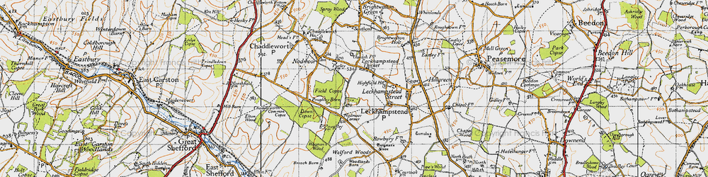 Old map of Leckhampstead Thicket in 1947