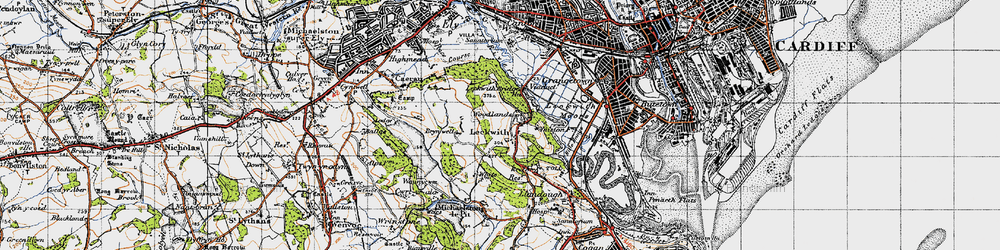 Old map of Leckwith Woods in 1947