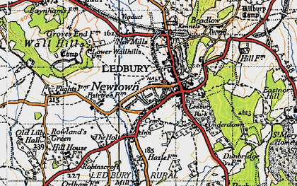 Old map of Ledbury in 1947