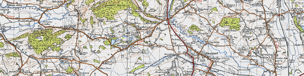 Old map of Ledicot in 1947