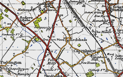 Old map of Ledsham in 1947