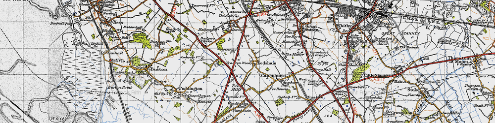 Old map of Ledsham in 1947