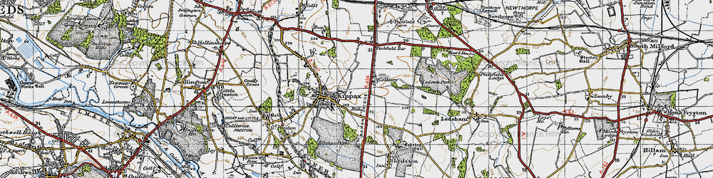 Old map of Ledston Luck in 1947
