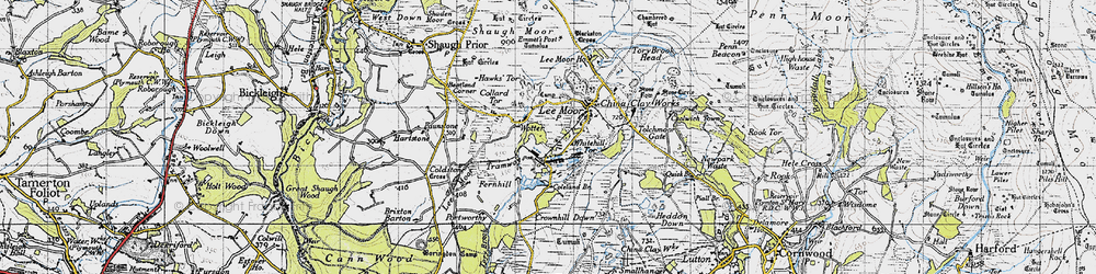 Old map of Blackaton Cross in 1946