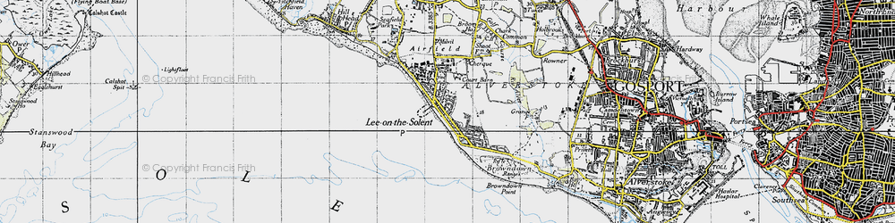 Old map of Lee-on-the-Solent in 1945