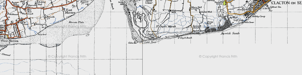 Old map of Lee-over-Sands in 1945