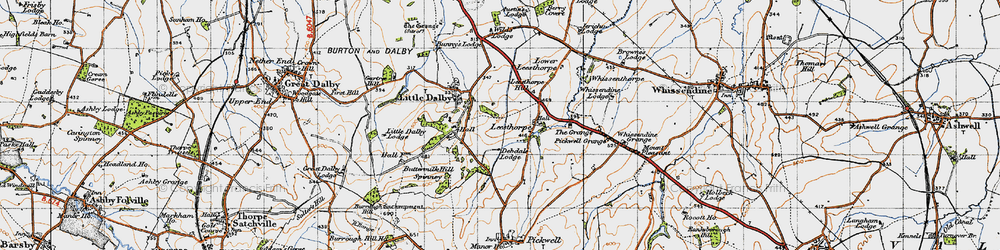 Old map of Leesthorpe Hill in 1946