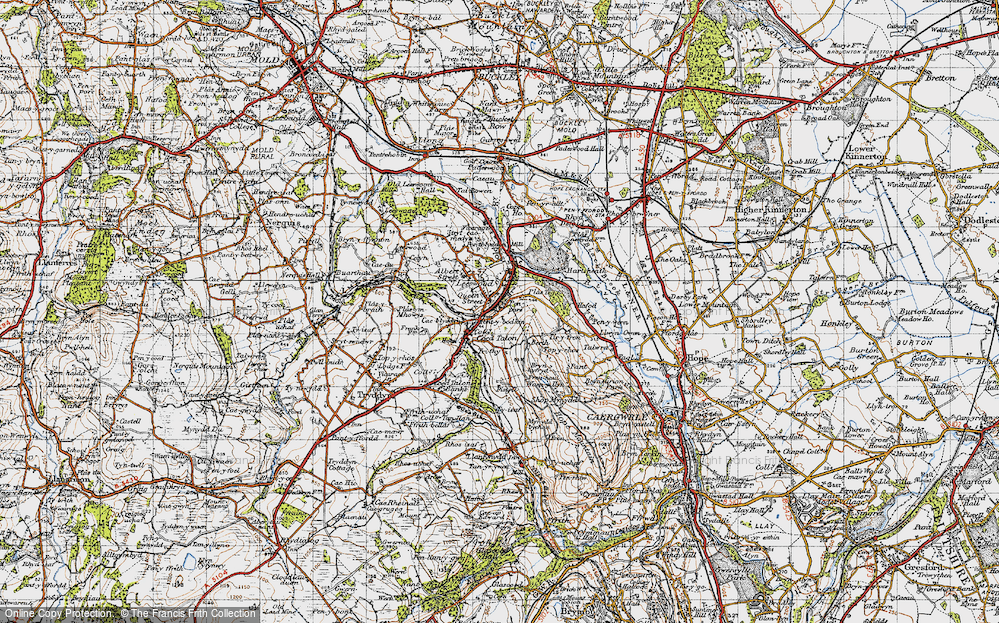 Old Map of Historic Map covering Pontybodkin in 1947