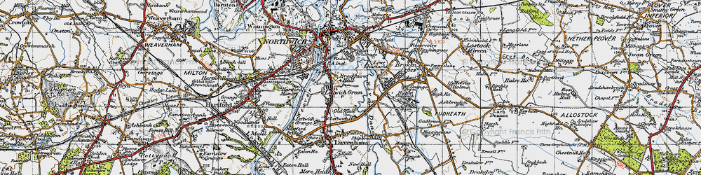 Old map of Leftwich in 1947