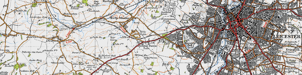Old map of Leicester Forest East in 1946