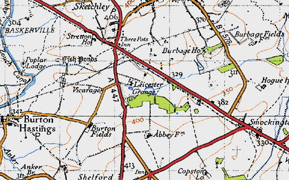Old map of Leicester Grange in 1946