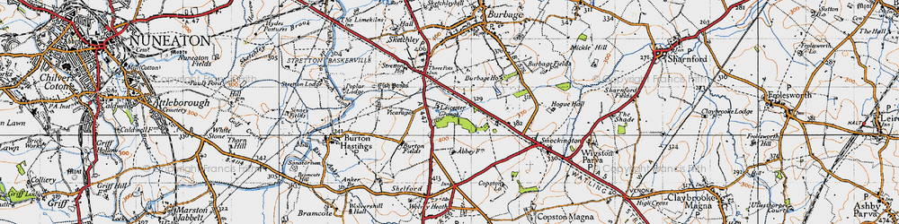 Old map of Leicester Grange in 1946