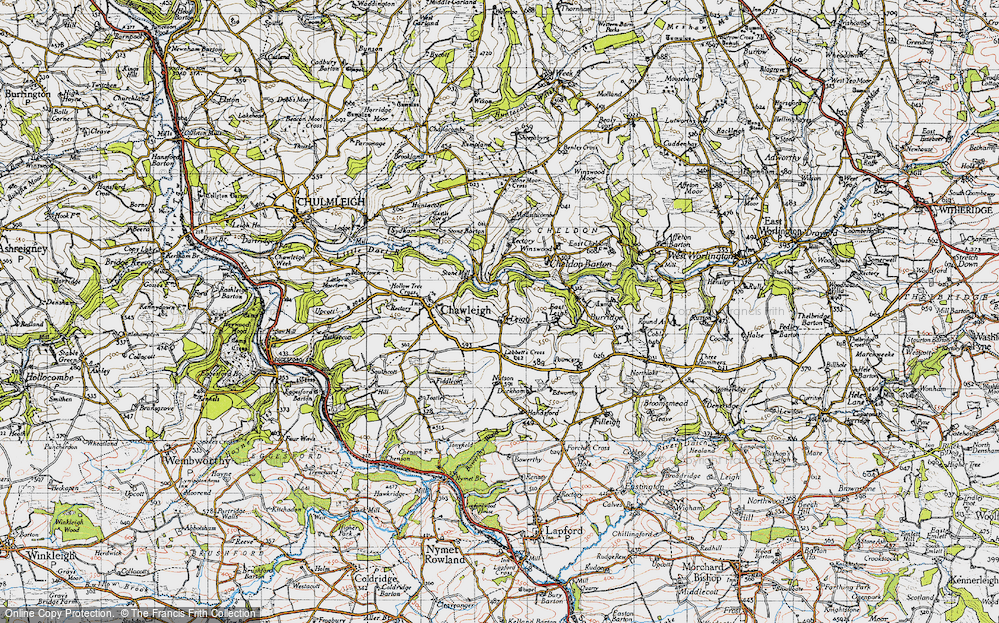 Old Map of Historic Map covering Pouncers in 1946