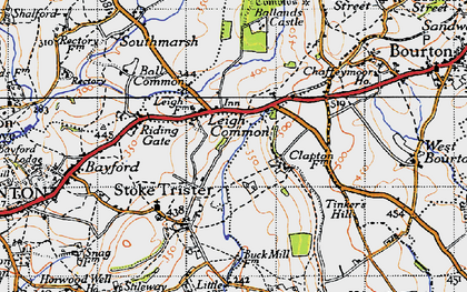 Old map of Leigh Common in 1945