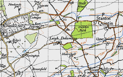 Old map of Leigh Delamere in 1946
