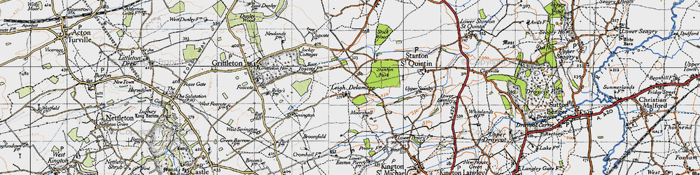 Old map of Leigh Delamere in 1946