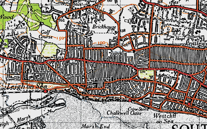 Old map of Leigh-on-Sea in 1945