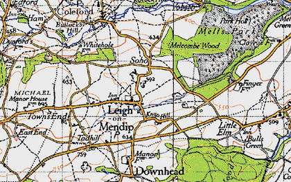 Old map of Leigh upon Mendip in 1946