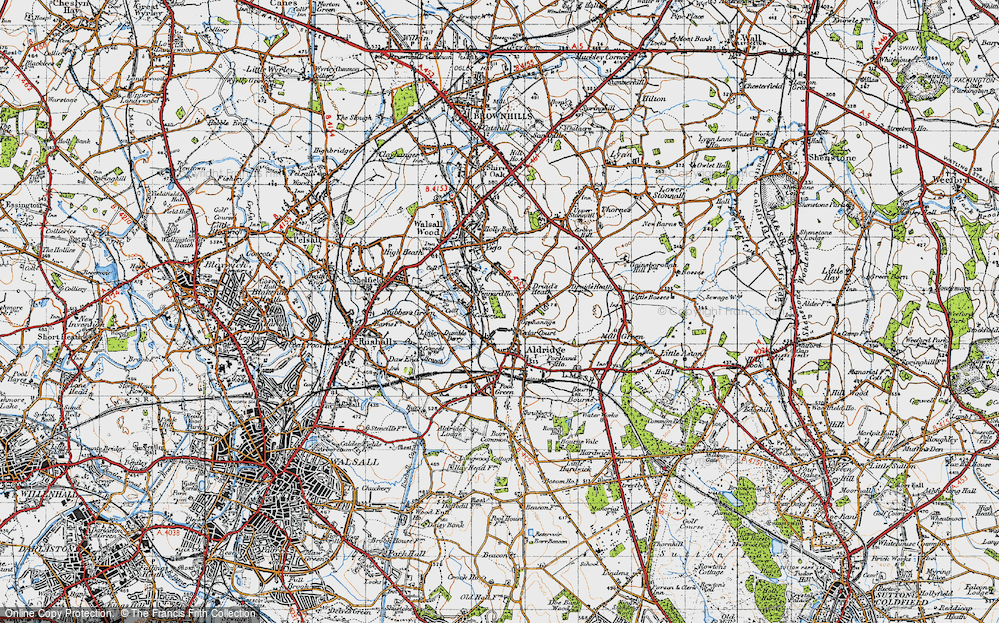 Old Map of Historic Map covering Druids Heath Fm in 1946
