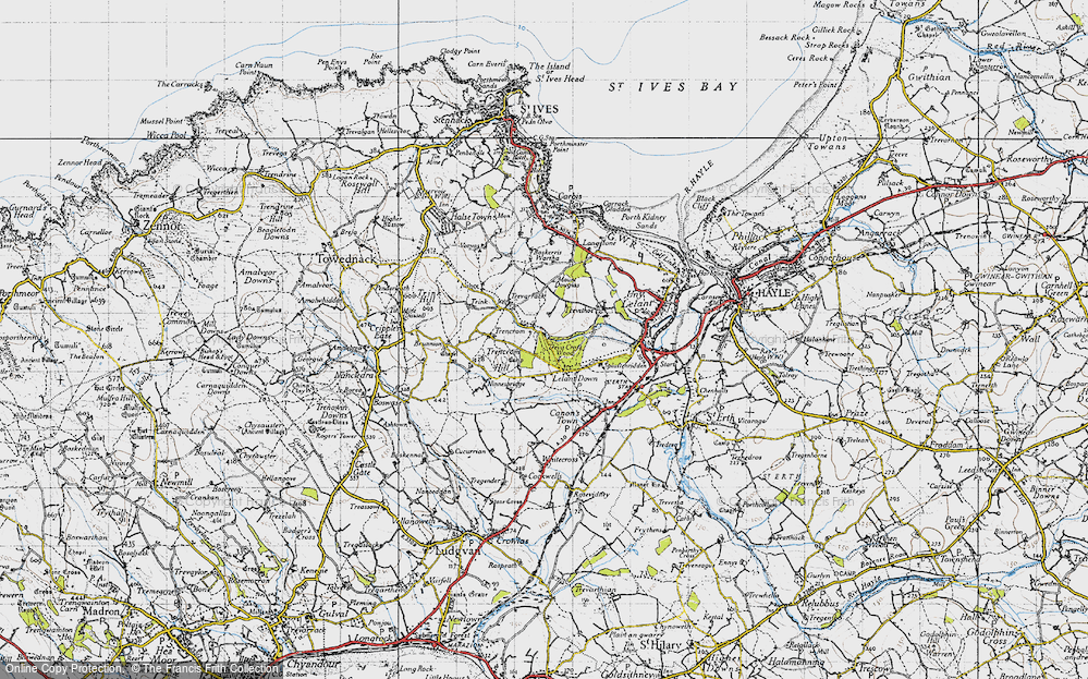 Old Map of Lelant Downs, 1946 in 1946