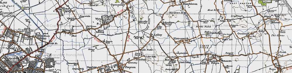 Old map of Lelley in 1947