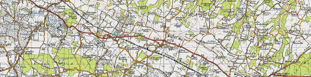Old map of Lenham in 1940