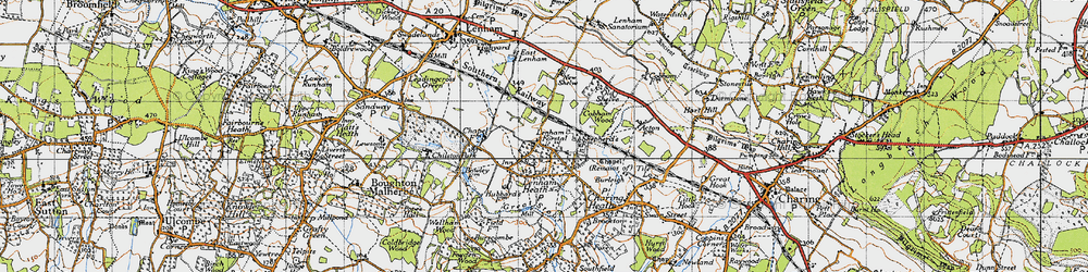 Old map of Lenham Forstal in 1940