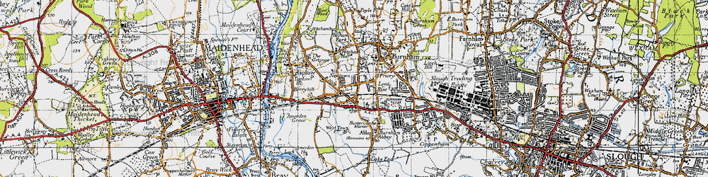 Old map of Burnham Sta in 1945