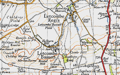 Old map of Letcombe Bassett in 1947