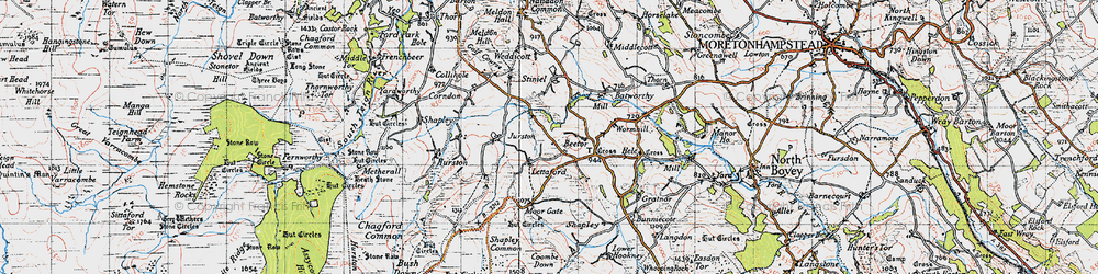 Old map of Lettaford in 1946