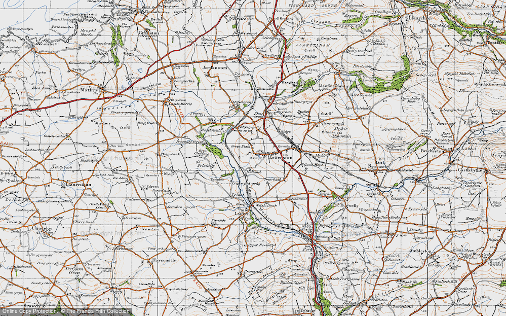 Old Map of Historic Map covering Letterston Moorland in 1946
