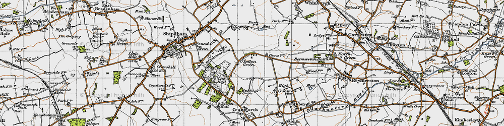 Old map of Letton Green in 1946