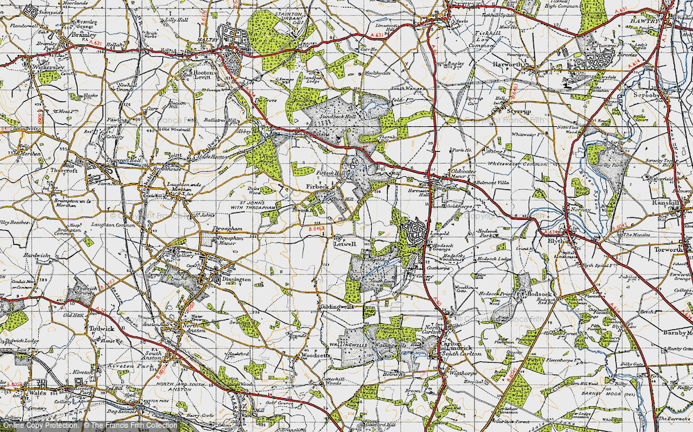 Old Map of Letwell, 1947 in 1947