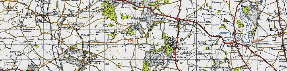 Old map of Letwell in 1947