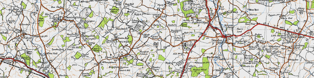 Old map of Levens Green in 1946