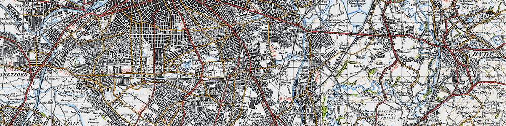 Old map of Levenshulme in 1947
