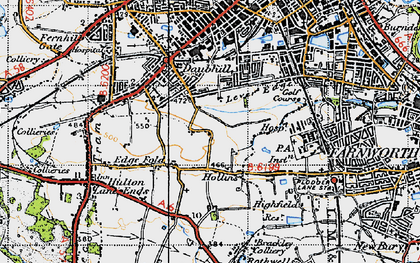 Old map of Lever-Edge in 1947