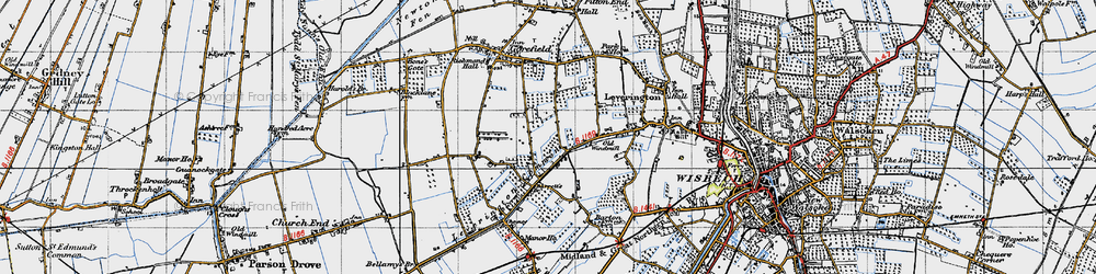 Old map of Leverington Common in 1946