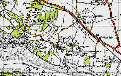 Old map of Levington in 1946