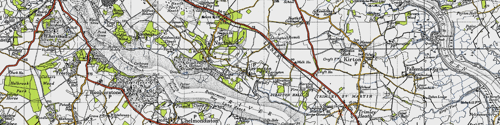 Old map of Levington in 1946