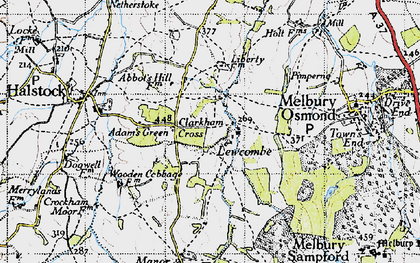 Old map of Lewcombe in 1945