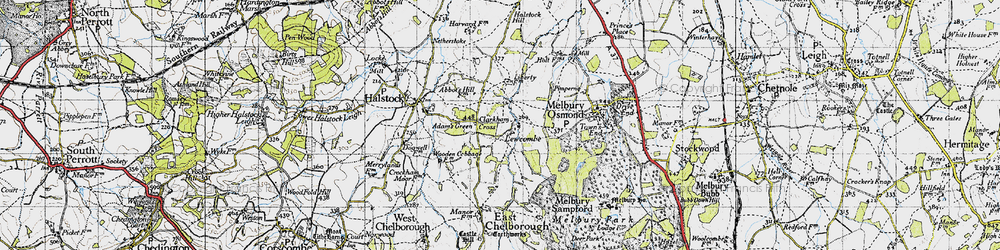 Old map of Lewcombe in 1945