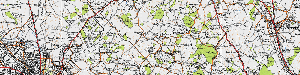 Old map of Ley Green in 1946