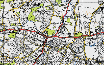 Old map of Leybourne in 1946