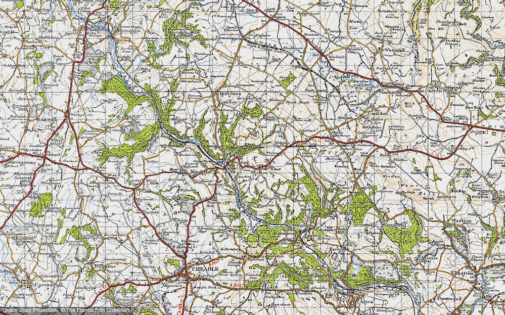 Old Map of Historic Map covering Whiston Common in 1946