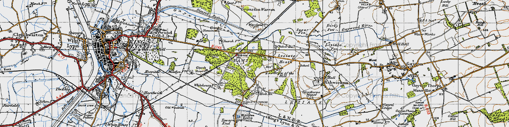 Old map of Leziate in 1946