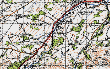 Old map of Afon Tarell in 1947