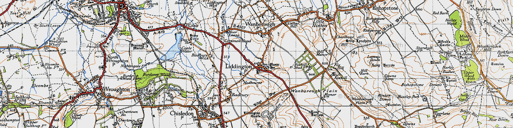 Old map of Liddington Hill in 1947