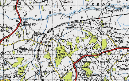 Old map of Brede Level in 1940